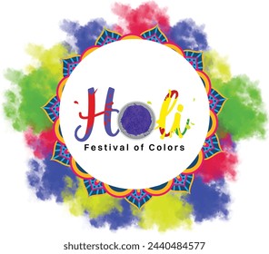 A creative Holi banner featuring modern geometric patterns and bold, contrasting colors, designed to stand out on social media feeds and engage viewers with its unique design.