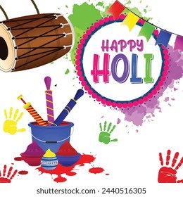 A creative Holi banner tailored for social media posts, featuring playful illustrations and catchy slogans, designed to spark conversations and spread positivity online.