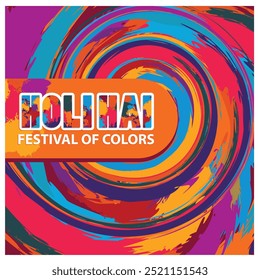 Creative Holi festival. Festival of colors in India. Holi hai concept. Flat vector illustration.