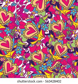 Creative holidays seamless pattern for Valentine's Day. Greeting scrapbooking, congratulations, invitations, stickers, planners and other. Vector illustrations