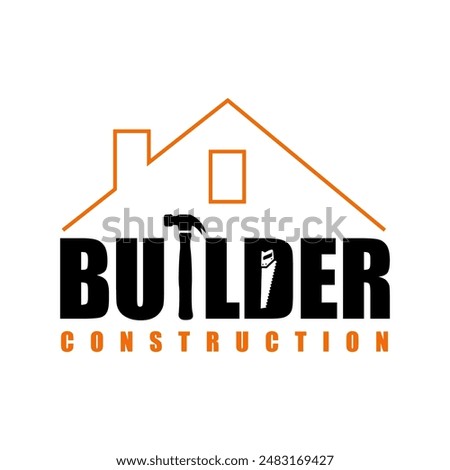 creative home build logo design, builders helmet with outline house logo concept, simple and clean logo, building reparation real estate vector template design illustration