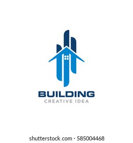 Creative Home Building Concept Logo Design Template