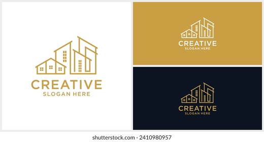 Designvorlage für kreatives Eigenheim-Gebäude mit Linienstil