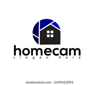 Vector de diseño de logotipo de icono de cámara y hogar creativo