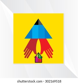 creative home care with hand vector 