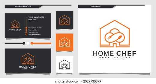 Creative Home Chef Logo Design Inspiration und Visitenkarte Premium Vektor