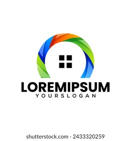 Kreatives Zuhause Buntes Gradienten-Logo-Design 