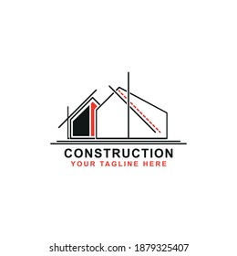 Creative Home Construction Concept Logo Design Template