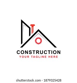 Creative Home Construction Concept Logo Design Template