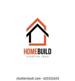 Creative Home Construction Concept Logo Design Template
