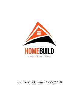 Creative Home Construction Concept Logo Design Template