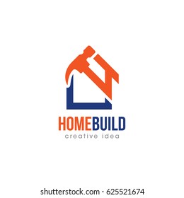 Creative Home Construction Concept Logo Design Template