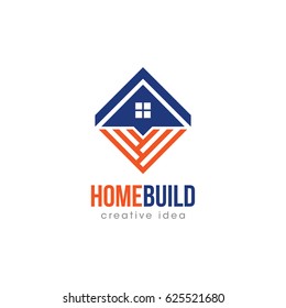 Creative Home Construction Concept Logo Design Template