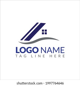 Creative Home Construction Concept Real Estate Logo Design Template
