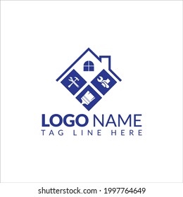 Creative Home Construction Concept Real Estate Logo Design Template