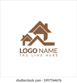 Creative Home Construction Concept Real Estate Logo Design Template