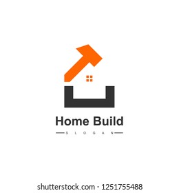 Creative Home Construction Logo With Hammer Symbol