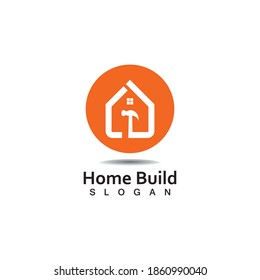 Creative Home Construction Logo With Hammer Symbol
