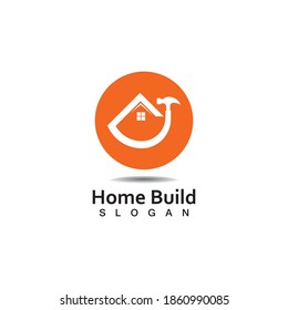Logo Creativo De Construcción Doméstica Con Símbolo De Martillo