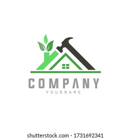 Creative Home Construction Nature Consept Isolated Logo Vector