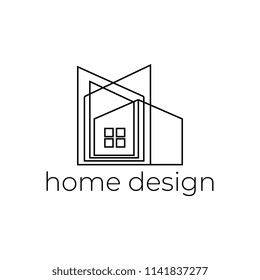 Creative home design logo with abstract line minimalist