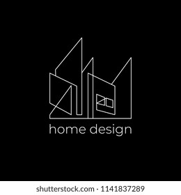 Creative home design logo with abstract line