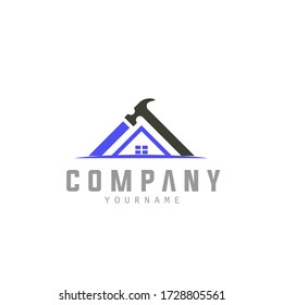 Vector De Logotipo Aislado Creativo De Construcción De Hogares Y Martillo