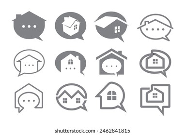Creative Home house chat logo Vector design collection simple concept	
