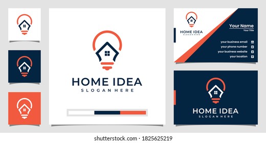 Creative home idea logo inspiration. with line art style and business card