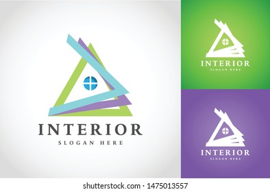 Creative Home Interior Logo Design Vector Icon Symbol Illustration.