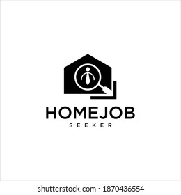 Creative Home Job Search Icon Logo Vector Design Illustration