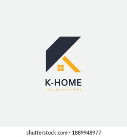 Creative Home with letter K Logo vector for your company.