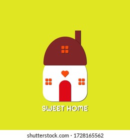Creative home logo - House and a heart symbol. Love and family.