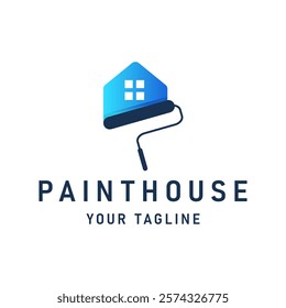 Creative Home Paint Roll Logo Design Unique and Colorful Paint Icon Symbol