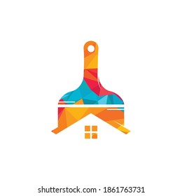 Creative home paint vector logo design template. Real estate and paintbrush symbol or icon.	
