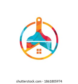 Creative home paint vector logo design template. Real estate and paintbrush symbol or icon.	
