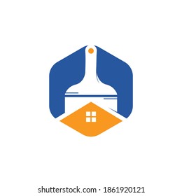 Creative home paint vector logo design template. Real estate and paintbrush symbol or icon.	
