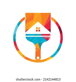 Creative home paint vector logo design template. Real estate and paintbrush symbol or icon.	