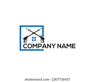 Creative home pressure wash logo design. Home cleaning service company vector illustration.