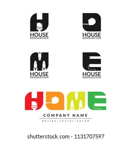 creative home renovation concept, logo design template isolated on white background with space for your company text