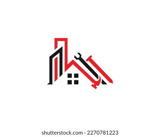 Creative Home Repair And Roofing Logo Icon Design Illustration Vector Template.