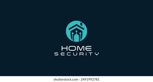 Creative home security logo design with modern style premium vector