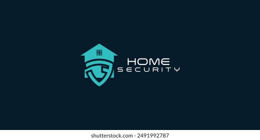 Diseño creativo del logotipo de la seguridad del hogar con el Vector premium del estilo moderno