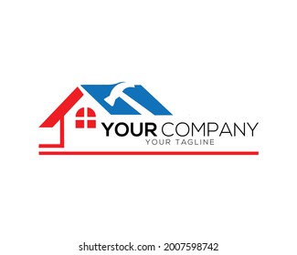 Creative Home service and Home Construction Concept Logo Design Template.