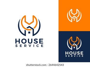 logotipo criativo do serviço doméstico. construção, reparação da casa, e conceito de design de vetor de construção