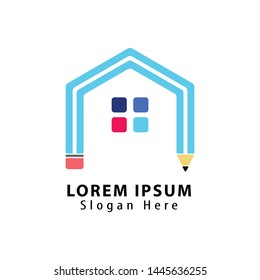 creative home smart logo detailing with clean background, Colorful house .