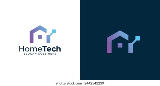 Logo de Creative Home Tech. Hogar, Casa Datos digitales con estilo moderno. Diseño de vectores de iconos de logotipo de tecnología de construcción.