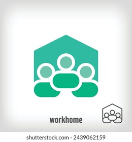 Creative home work life logo. Uniquely designed color transitions. Unity and family life logo template vector.