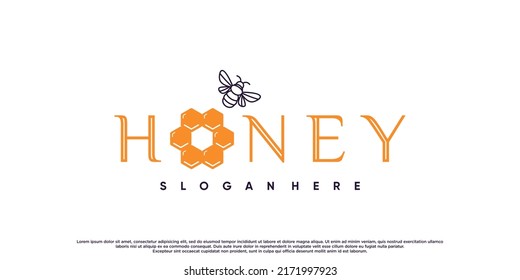 Inspiración en el diseño del logotipo de los animales de abeja miel creativos con el estilo hexágono Premium Vector