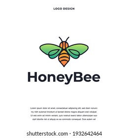 Creative honey bee icon logo design vector illustration. honey bee logo design color editable